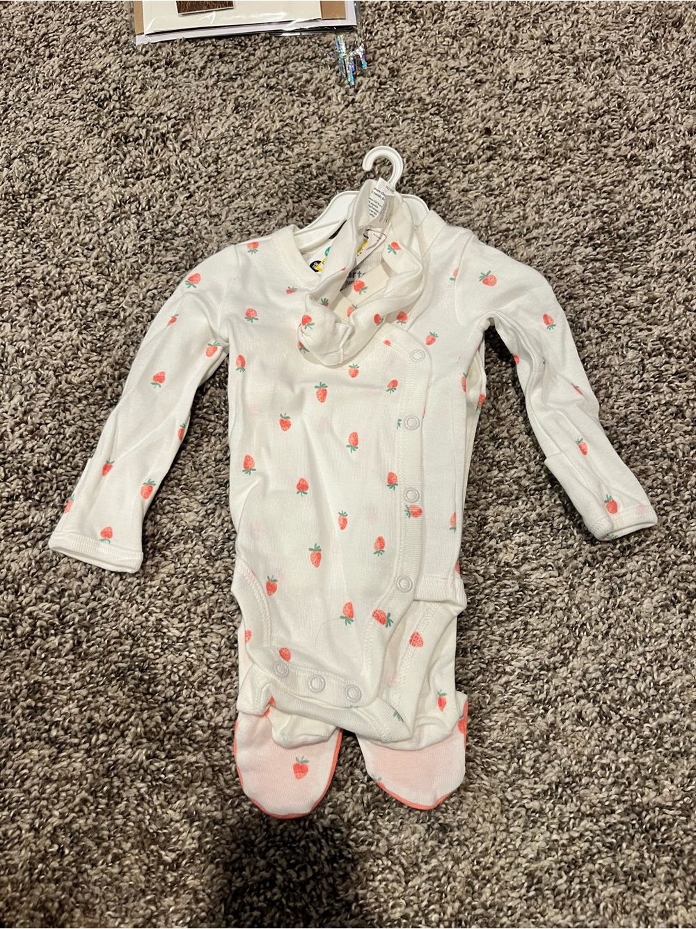 Carter's White Footed One-Piece with Strawberry Print